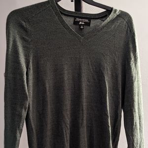 100% Italian Merino Yarn Banana Republic - Baruffa green - V-Neck sweater Mens M